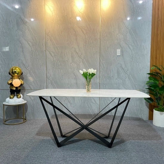 Bàn ăn mặt đá chân W cao cấp AG 09