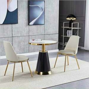 Bàn tròn khung inox mạ vàng A-19