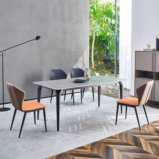 Bàn ăn mặt đá chân Loft cao cấp AG08