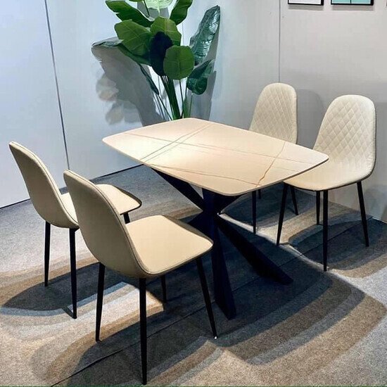 Bàn ăn mặt đá chân hình sao cao cấp AG27