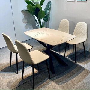 Bàn ăn mặt đá chân hình sao cao cấp AG27