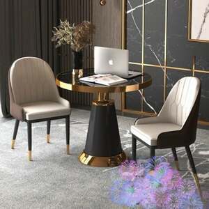 Bàn tròn khung inox mạ vàng A-19