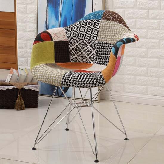 Ghế thổ cẩm có tay chân mạ xi A-41