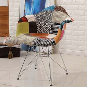 Ghế thổ cẩm có tay chân mạ xi A-41