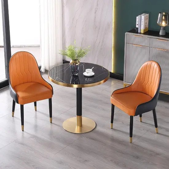 Bàn tròn chân xoắn ốc inox mạ vàng A-21