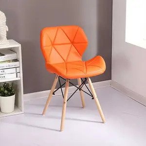Ghế eames đệm bọc da tam giác chân gỗ AG-03