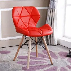 Ghế eames đệm bọc da tam giác chân gỗ AG-03