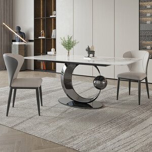 Bàn ăn mặt đá chân vầng trăng khuyết AG26