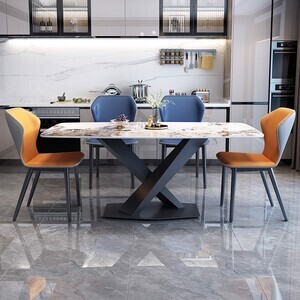 Bàn ăn mặt đá chân X cao cấp AG 11