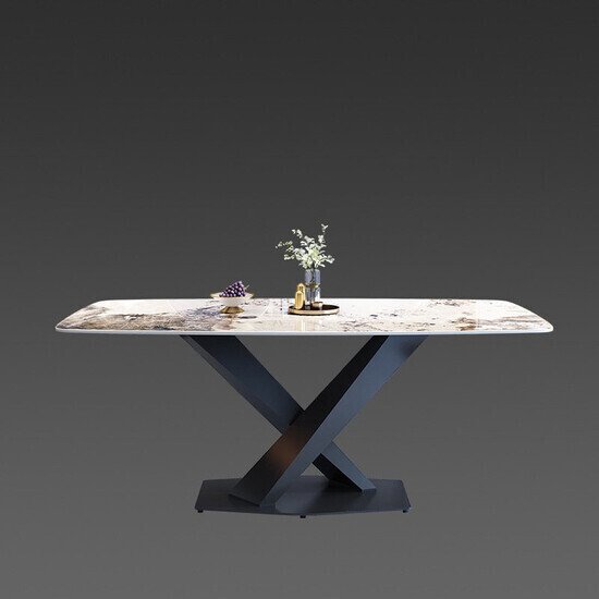 Bàn ăn mặt đá chân X cao cấp AG 11