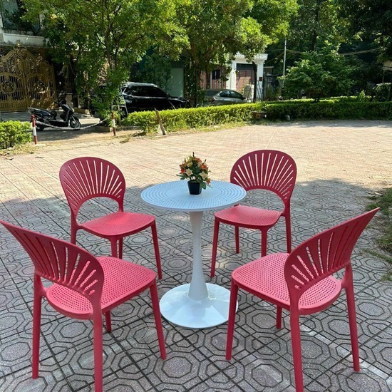 Ghế Nhựa Đúc Lưng Cánh Hoa