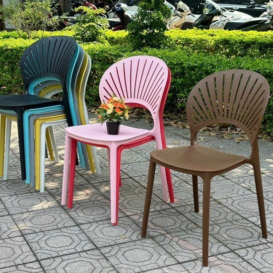 Ghế Nhựa Đúc Lưng Cánh Hoa