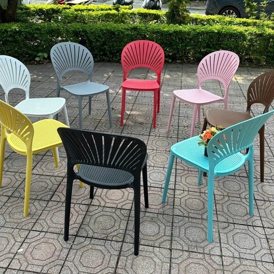 Ghế Nhựa Đúc Lưng Cánh Hoa