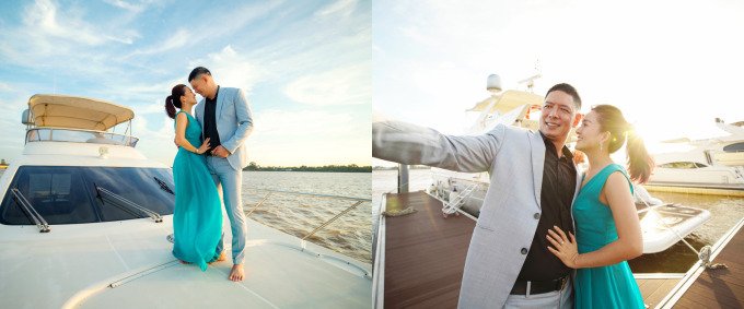 bình minh, anh thơ trốn con hẹn hò tại aqua city