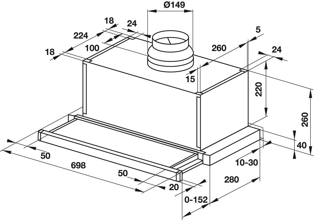 máy hút khói khử mùi hafele hh-sg70a 533.89.021 âm tủ
