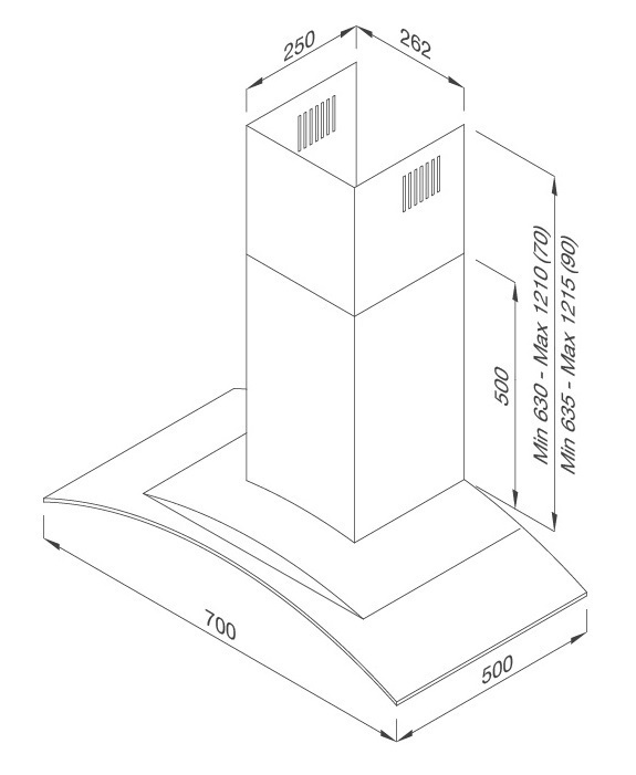 máy hút khói khử mùi malloca gama k3155.7 áp tường
