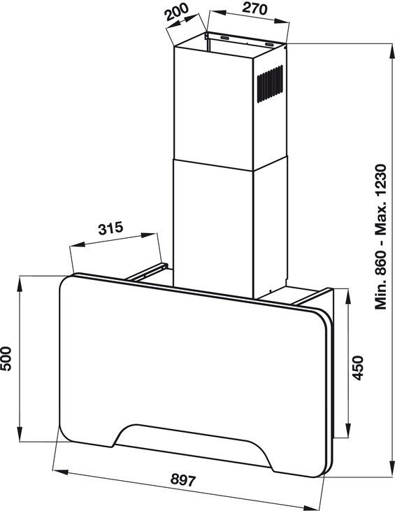 máy hút khói khử mùi hafele hh-wvgs90a 533.80.203 gắn tường