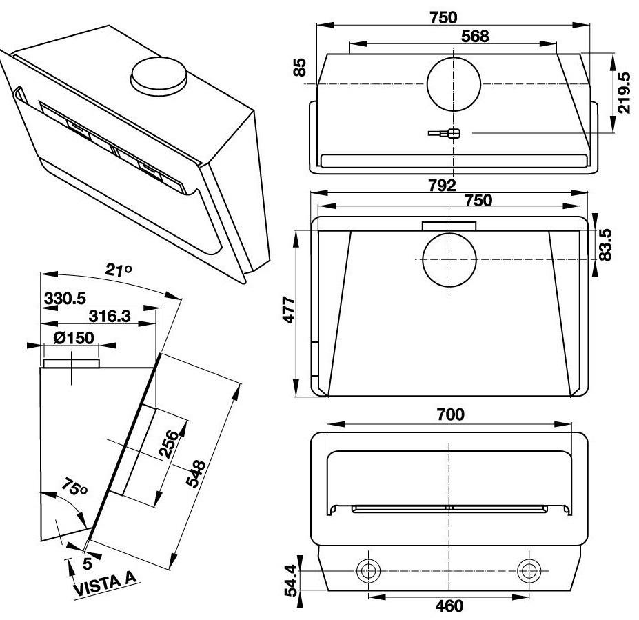 máy hút khói khử mùi hafele hh-wvg80d 539.81.194 gắn tường