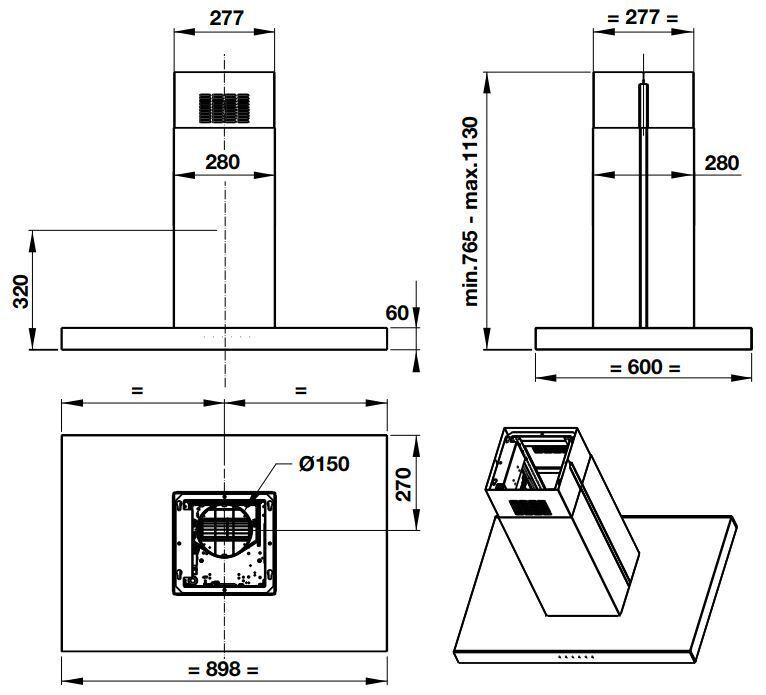 máy hút khói khử mùi hafele hh-is90a 539.81.715 đảo