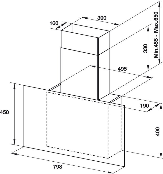 máy hút khói khử mùi hafele hh-wvg80e 533.86.018 gắn tường