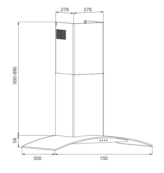 máy hút khói khử mùi malloca mc 750e áp tường