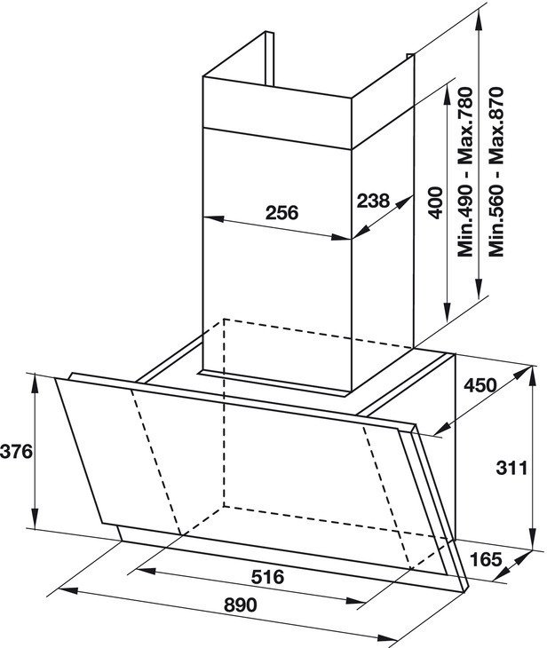 máy hút khói khử mùi hafele hh-wvs90a 533.86.003 gắn tường