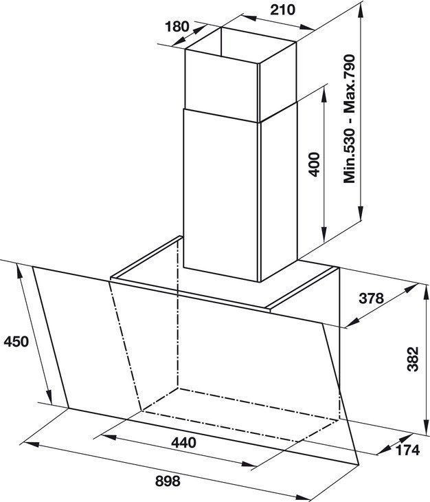 máy hút khói khử mùi hafele hh-wvg90c 533.89.013 gắn tường