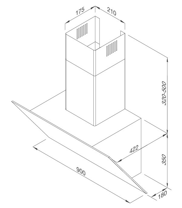 máy hút khói khử mùi malloca vita v-3 áp tường nghiêng