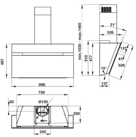 máy hút khói khử mùi hafele hh-wvg90b 539.89.335 gắn tường