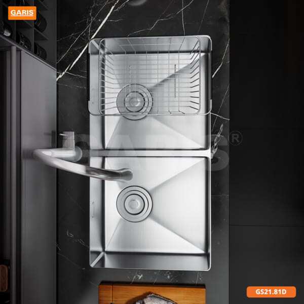 chậu rửa 2 hố cân âm bàn đá gs21.81d