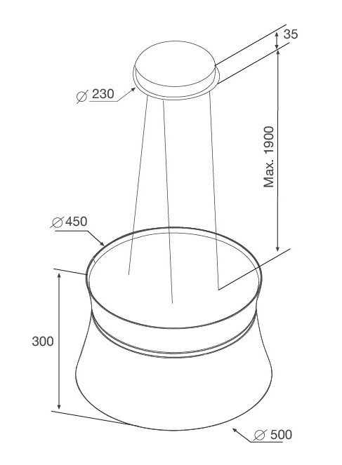 máy hút khói khử mùi malloca sophie k-500b đảo