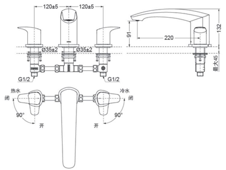 vòi xả bồn tắm toto tbg09201b 3 lỗ