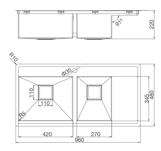 chậu rửa chén malloca ms 6305t inox 304