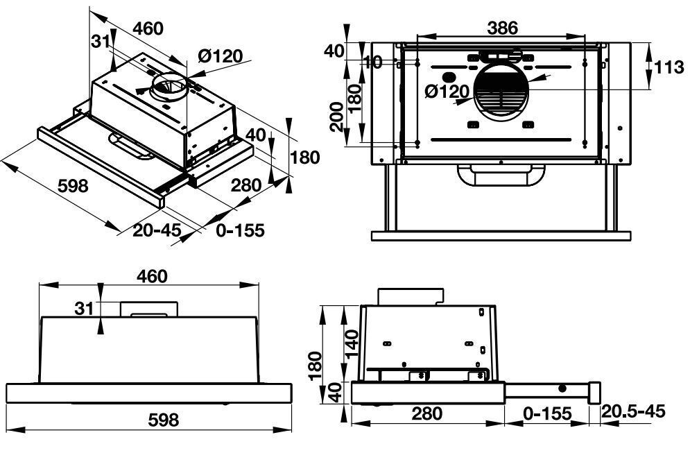 máy hút khói khử mùi hafele hh-ti60d 539.81.083 âm tủ