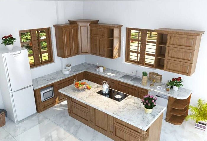 30 mẫu tủ bếp đẹp hình chữ l hiện đại nhất xu hướng năm 2024