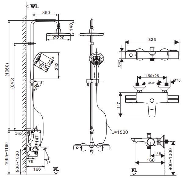 vòi sen tắm cây inax bfv-3415t-8c nhiệt độ