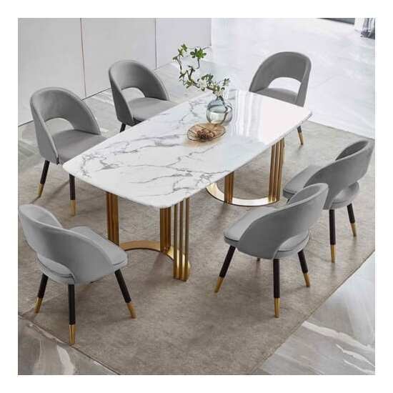 Bàn ăn mặt đá 6 ghế collins AG-10