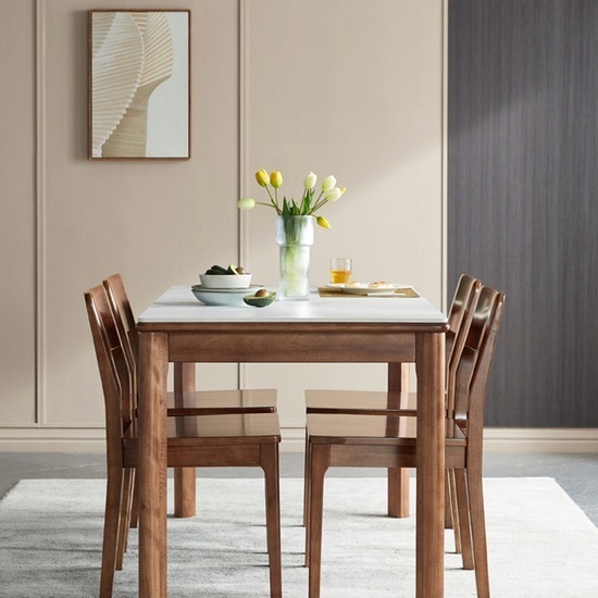 Bàn ăn bằng gỗ sồi 4 ghế AG-02