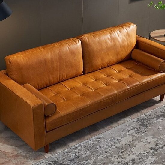Sofa băng da pu nâu AG35
