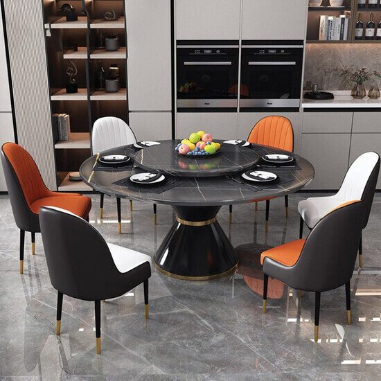 Bàn ăn xoay tròn mặt đá nhập khẩu AG-12