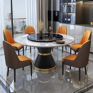 Bàn ăn xoay tròn mặt đá nhập khẩu AG-12