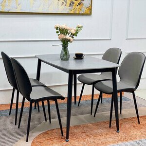 Bộ bàn ăn 4 ghế nordic mặt đá cao cấp AG 10