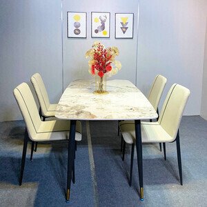 Bộ bàn ăn 4 ghế mặt đá nhập khẩu Vertical AG 14