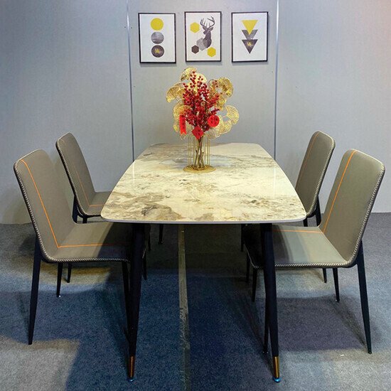 Bộ bàn ăn 4 ghế mặt đá nhập khẩu Vertical AG 14