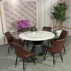 Bộ bàn ăn xoay tròn thông minh 6 ghế loft AG-13