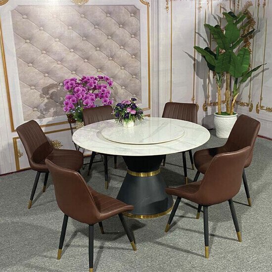 Bộ bàn ăn xoay tròn thông minh 6 ghế loft AG-13