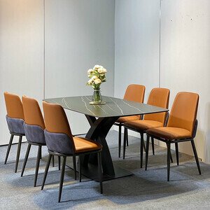 Bàn ăn nhập khẩu mặt đá 6 ghế huna AG-14