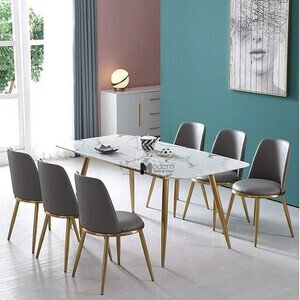 Bàn ăn mặt đá 6 ghế aurora AG-06