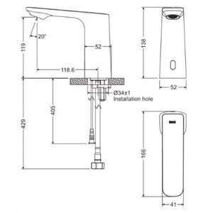 Vòi Cảm Ứng Inax AMV-91K Nóng Lạnh Dùng Điện 220V