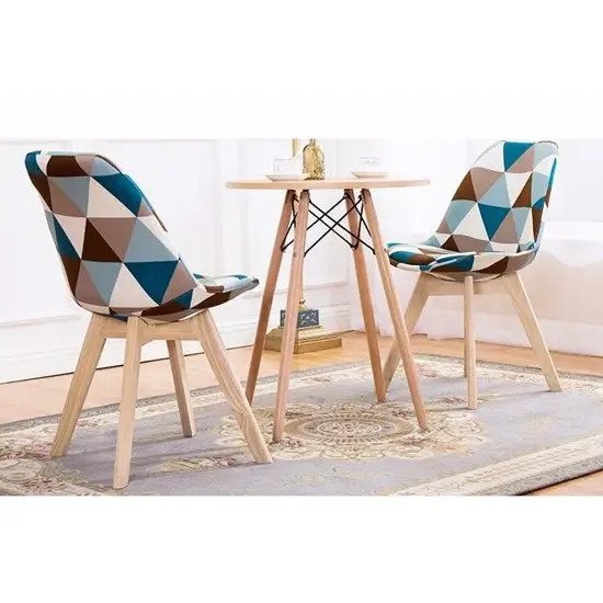 Ghế eames đệm bọc vải hoa văn chân gỗ AG-08